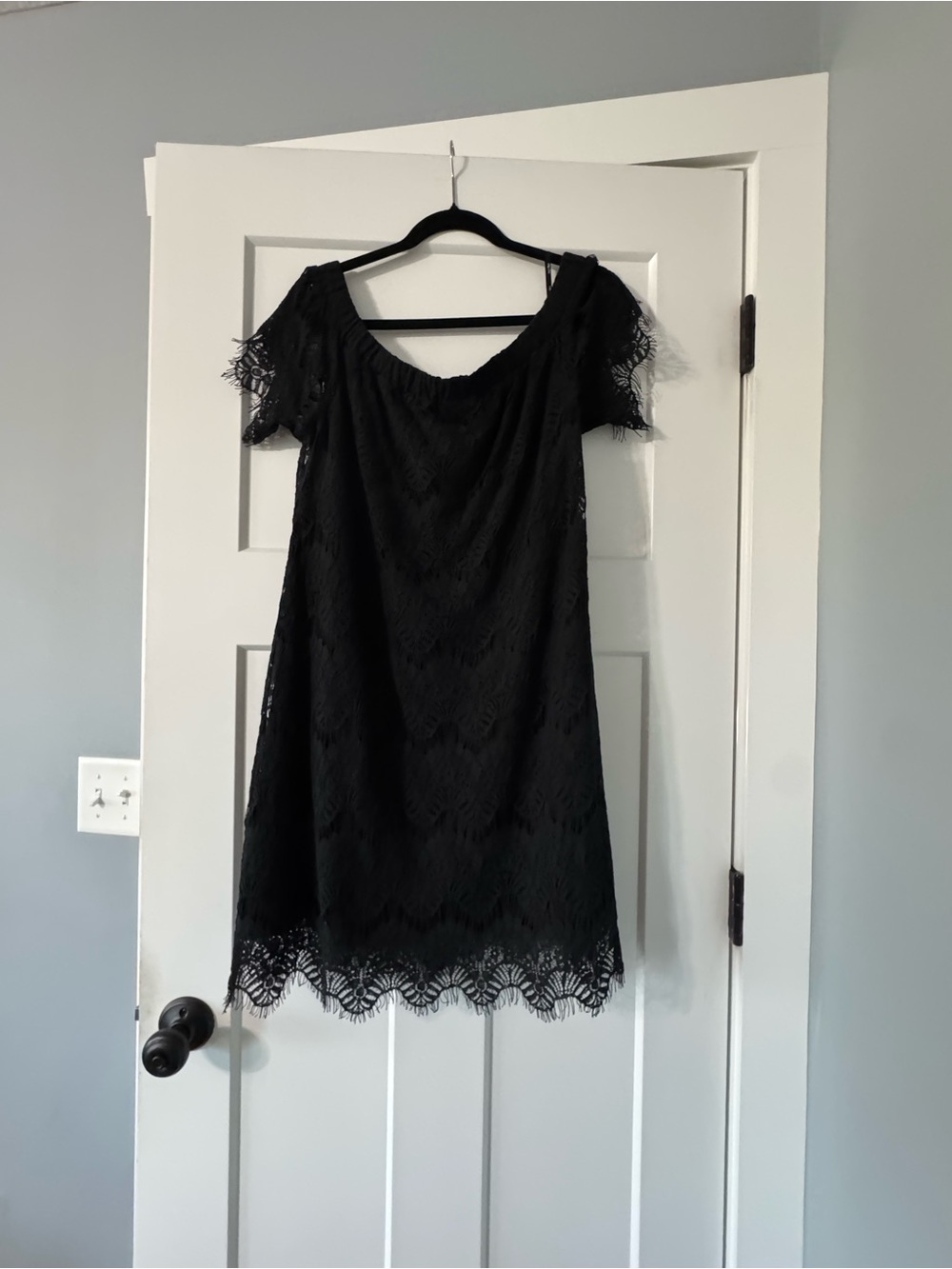 City Chic Black Lace Off-Shoulder Women's Dress Size 14